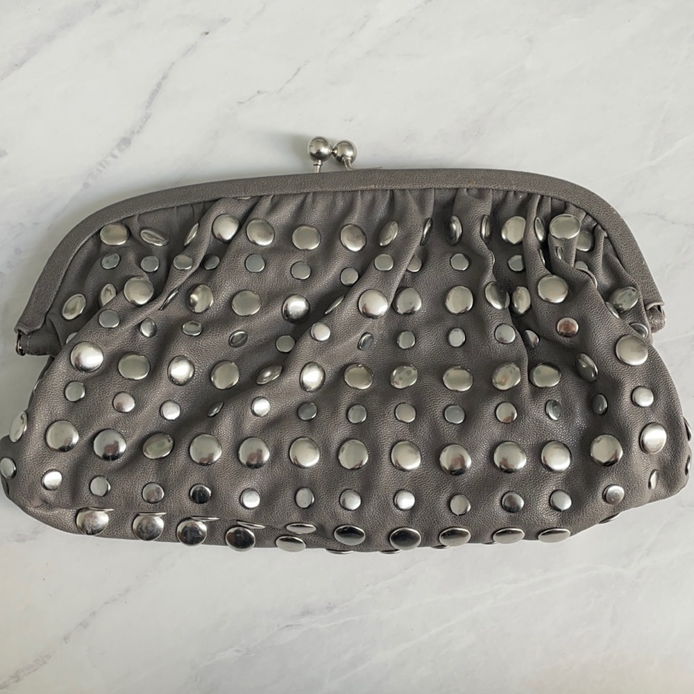 Grey Studded Clutch